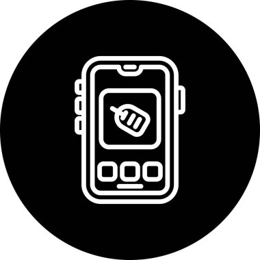 Ekranda üç düğmeli akıllı telefon fiyat etiketi simgesi görüntüleniyor