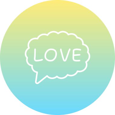 Kabarık bulut konuşma baloncuğunun içinde aşk sözcüğü çizimi