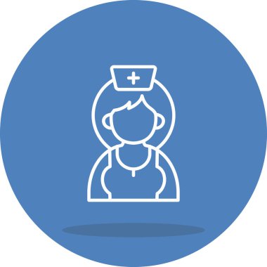 Bu tıbbi hemşire illüstrasyonu, geleneksel hemşire şapkası ile doğrusal karakter tasarımı içeren uygulamalar veya web sayfaları için uygundur..
