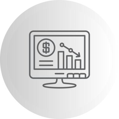 Ekonomik gerilemeyi ya da kaybı temsil eden dolar sembolü, bar tablosu ve aşağı eğimli ok ile finansal konsolu gösteren dijital monitör