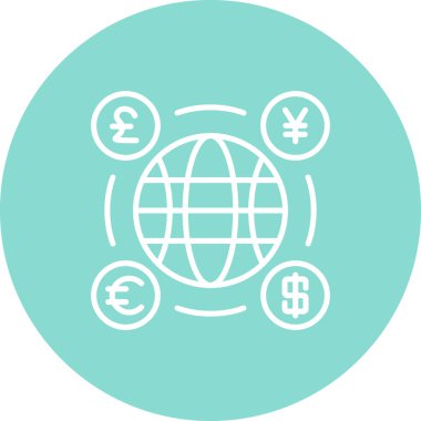 Dünya para birimi ağ ikonu vektör illüstrasyonu