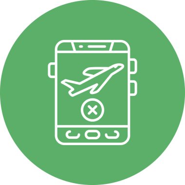 Gezici uygulama arayüzü içinde bir uçak çizimi iptal işareti, seyahat uygulamaları veya web sayfaları için idealdir.