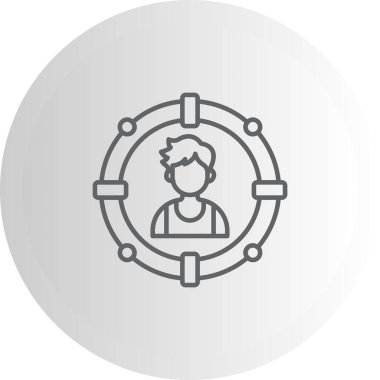 Profesyonel uygulamalar ya da web sayfaları için uygun dairesel çerçevede bir adamın basit bir çizgisi çizimi.