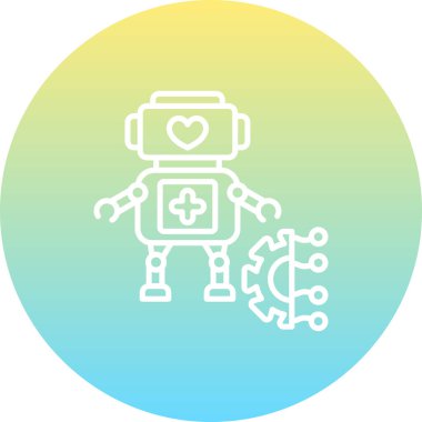 Robot çizgi simgesi, vektör illüstrasyonu