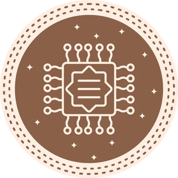 Devre kartlı mikroçip simgesi. Doğrusal ve siluet biçimi.