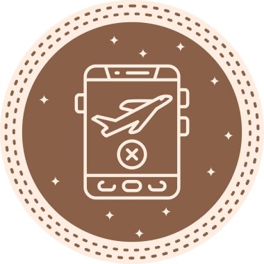 Gezici uygulama arayüzü içinde bir uçak çizimi iptal işareti, seyahat uygulamaları veya web sayfaları için idealdir.