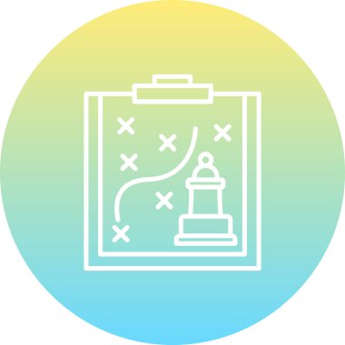 Minimalist satır simgesi taktik strateji panosunun önüne yerleştirilmiş tek bir piyon taşını tasvir ediyor.