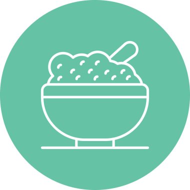 Bu sağlıklı yulaf lapası illüstrasyonu uygulamalar veya web sayfaları için uygundur, kaşık ile sıcak bir yemeğin doğrusal tasarımını içerir..