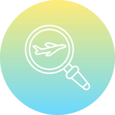 A simple airplane graphic icon with a question mark illustration suitable for travel apps or web pages.