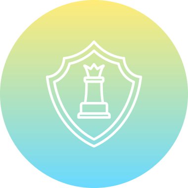 Koruyucu bir kalkan amblemi içerisindeki satranç kraliçesi taşının basit bir çizgisi..