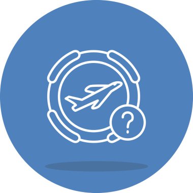 simple airplane graphic icon with question mark