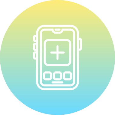 line-art smartphone with a plus sign on the screen, suitable for apps or web pages