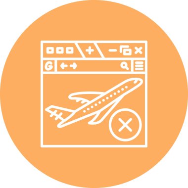 Web tarayıcı penceresi içinde bir uçak çizimi iptal işareti, seyahat uygulamaları veya web sayfaları için ideal.