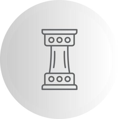 Dairesel dekoratif desenlere sahip tek bir mimari sütun kaidesinin minimalist çizgi simgesi.