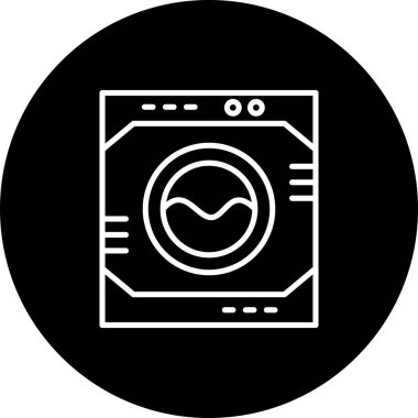 Çamaşır Makinesi Simgesi Basit düz illüstrasyon