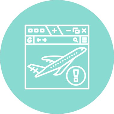 Seyahat uygulamaları veya web sayfaları için uygun bir pistten kalkan bir uçağın basit bir çizgisi çizimi.