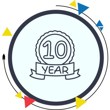 10. yıldönümü rozeti, uygulamalar için logo.