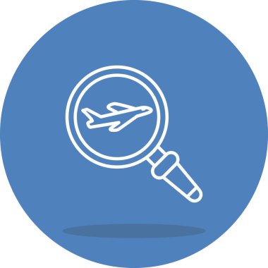 A simple airplane graphic icon with a question mark illustration suitable for travel apps or web pages.
