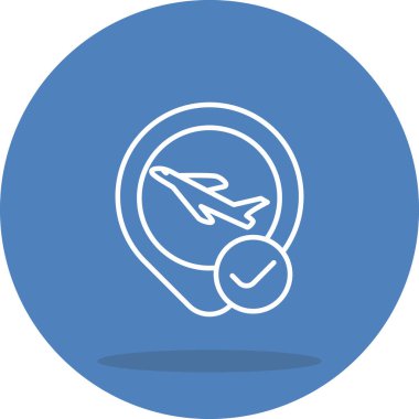 A simple line illustration of an airplane with an exclamation mark in a circular frame, suitable for travel alerts or flight status notifications.