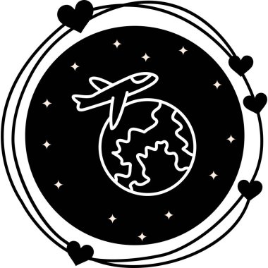 Bir dünyayı gösteren seyahat simgesi, rezervasyon uygulamaları veya turizm web sayfaları için uygun bir uçak.