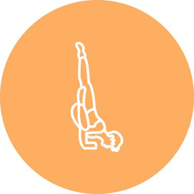 Minimalist çizimde düşmüş melek yoga pozu almış bir erkek figürü var, sağlık uygulamaları için ideal..