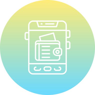 Dijital Cüzdan Hattı Simgesi Beyaz Arkaplanda İzole Edildi