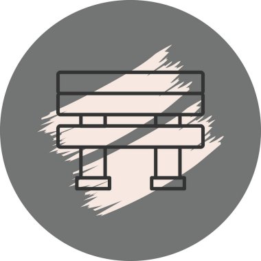 Uygulamalar veya web sayfaları için uygun renkli bir gradyan ile, modern doğrusal park mobilya tasarımı içeren minimalist bank çizimi.