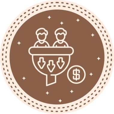 Dönüştürme Oranı Satır Simgesi. Huni grafiği kullanan iki kişi.