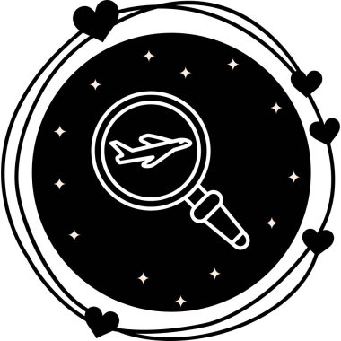 Seyahat uygulamaları veya web sayfaları için uygun bir soru işareti illüstrasyonuna sahip basit bir uçak grafik simgesi.