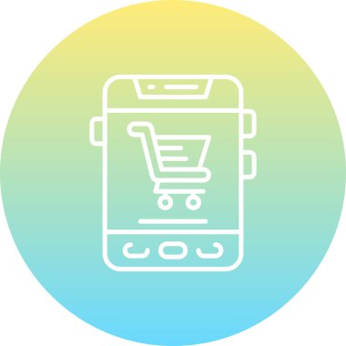 İnternetten alışveriş ikonu, taslak tarzı. Alışveriş Uygulaması