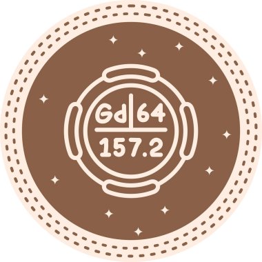 Gadolinium sembolü, periyodik tablonun kimyasal elementi, vektör simgesi