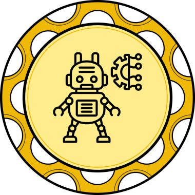 Robot çizgi simgesi, vektör illüstrasyonu