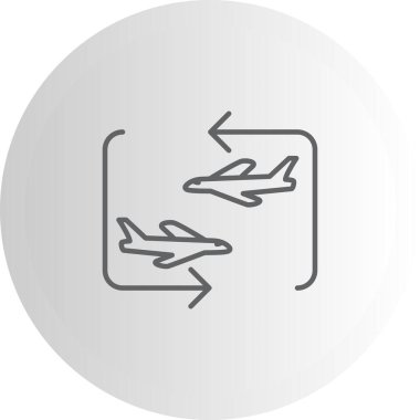 A simple line illustration of an airplane with an exclamation mark in a circular frame, suitable for travel alerts or flight status notifications.