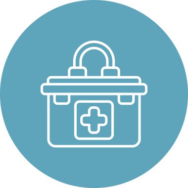 Bu tıbbi ilk yardım çantası çizimi haç ve saplı düz bir tasarım içeren uygulamalar veya web sayfaları için uygundur..