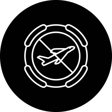 Seyahat uygulamaları veya web sayfaları için uygun çapraz iptal satırı olan bir düzlemin basit bir çizgi çizimi.