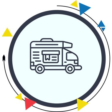 Teslimat kamyonu satırı simgesi, vektör çizim