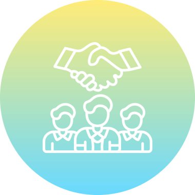 Merkezi dairesel amblemde, resmi bir iş anlaşmasını temsil eden erkekler ve dijital devre hatlarıyla çevrili iki el titriyor..