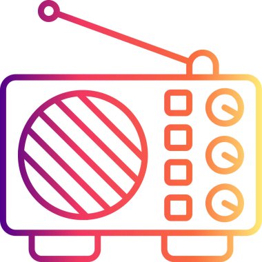 Uygulamalar veya web sayfaları için uygun klasik radyo simgesi, bir anten, çevirme ve hoparlör ile doğrusal tasarım içerir.