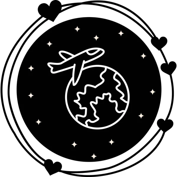 Bir dünyayı gösteren seyahat simgesi, rezervasyon uygulamaları veya turizm web sayfaları için uygun bir uçak.