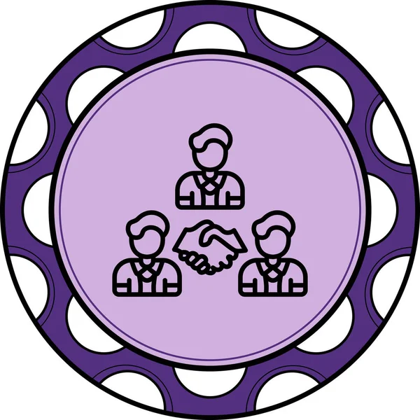 Merkezi dairesel amblemde, resmi bir iş anlaşmasını temsil eden erkekler ve dijital devre hatlarıyla çevrili iki el titriyor..