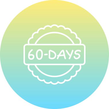 60 Gün simgesi, uygulamalar ve web sayfaları için tasarlanmış, 60 günlük rozet.