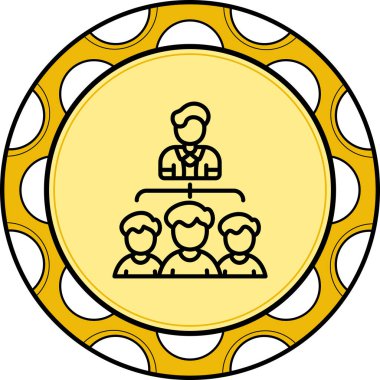 Profesyonel uygulamalar veya web sayfaları için uygun bir liderle birlikte bir organizasyonel hiyerarşi diyagramı.