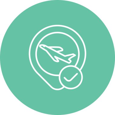 A simple line illustration of an airplane with an exclamation mark in a circular frame, suitable for travel alerts or flight status notifications.