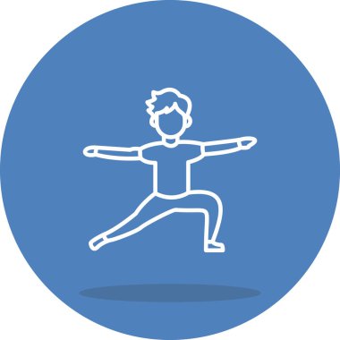 Minimalist çizimde savaşçı bir erkek figürü var. İki yoga pozu, sağlık uygulamaları için ideal..