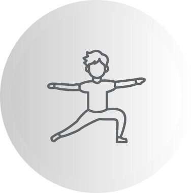 Minimalist çizimde savaşçı bir erkek figürü var. İki yoga pozu, sağlık uygulamaları için ideal..