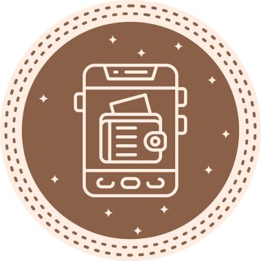 Dijital Cüzdan Hattı Simgesi Beyaz Arkaplanda İzole Edildi