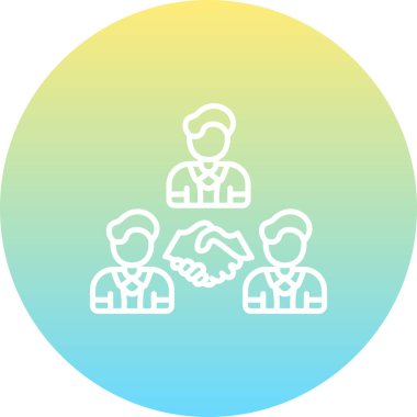 Merkezi dairesel amblemde, resmi bir iş anlaşmasını temsil eden erkekler ve dijital devre hatlarıyla çevrili iki el titriyor..