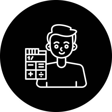 Dost canlısı erkek profesyonel, özel vergi hazırlama, mali muhasebe hizmetleri veya kişisel gelir yönetimi için dijital hesap makinesinin yanında duruyor.