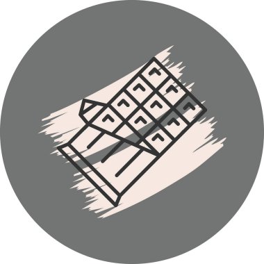 Bireysel kareleri gösteren kısmen açılmış çikolata çubuğunun basit çizgi simgesi.