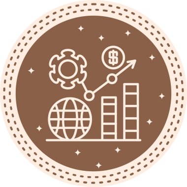 Kavramsal bir finansal büyüme çizelgesi, bir küre, dişliler, bar grafikleri ve bir dolar işareti ile yukarı doğru bir ok gösteriyor..